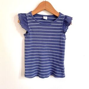 4/$20💥Gap Eyelet Flutter Sleeve Rib Knit Tank Top, Periwinkle Blue White Stripe
